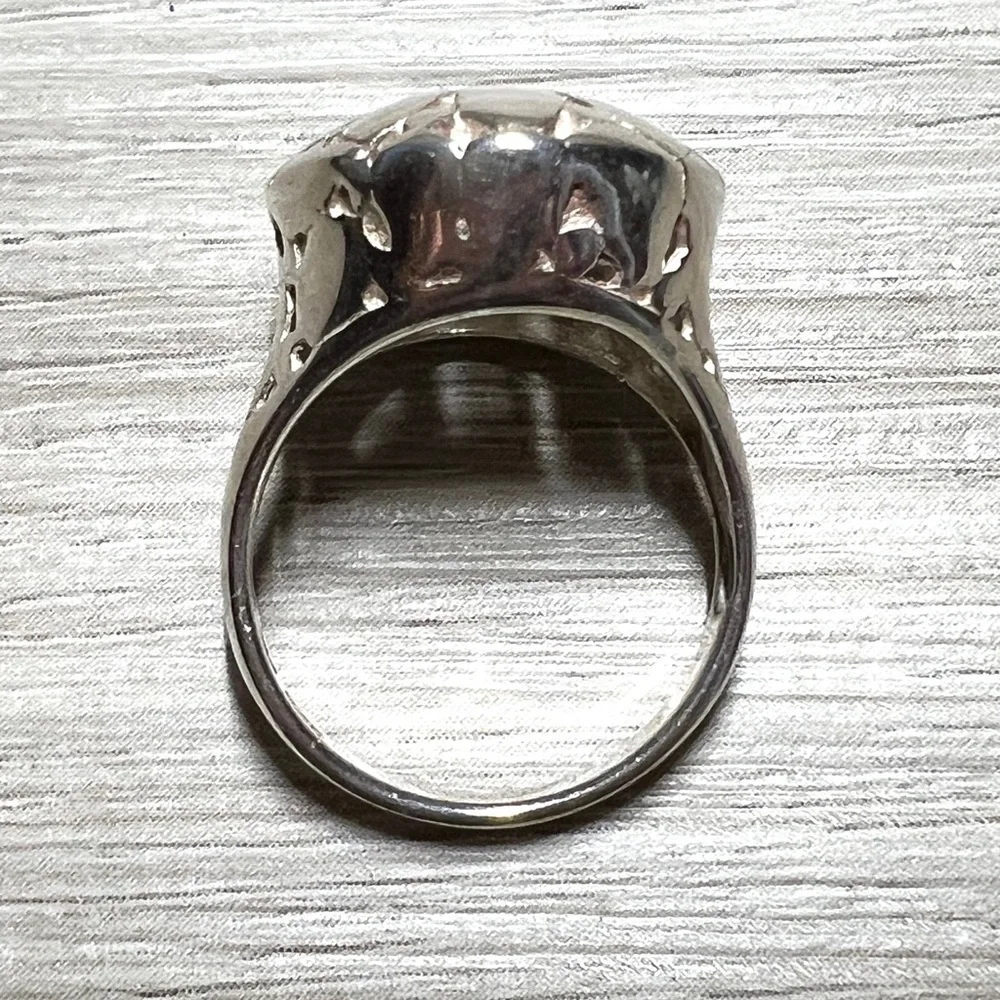 Vintage Designer Marsala Sterling Silver Pebble Cut-Out Dome Ring, Size 6.75